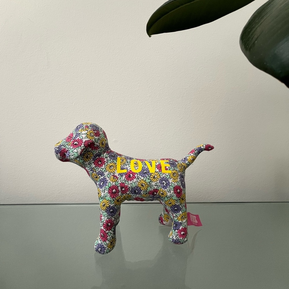 Floral Dog Figurine with Yellow 'LOVE'